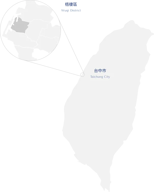 台灣地圖標示台中市梧棲區位置